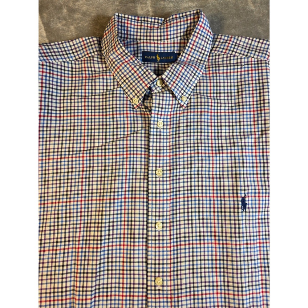 Ralph Lauren Button Shirt Mens 3XLT Multi Color Check Plaid Long Sleeve Tall